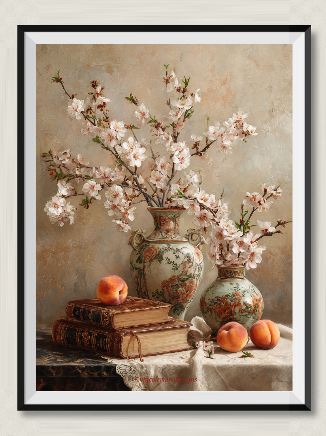 Peach Blossoms in an Antique Vase - Counted Cross Stitch Patterns Needlework