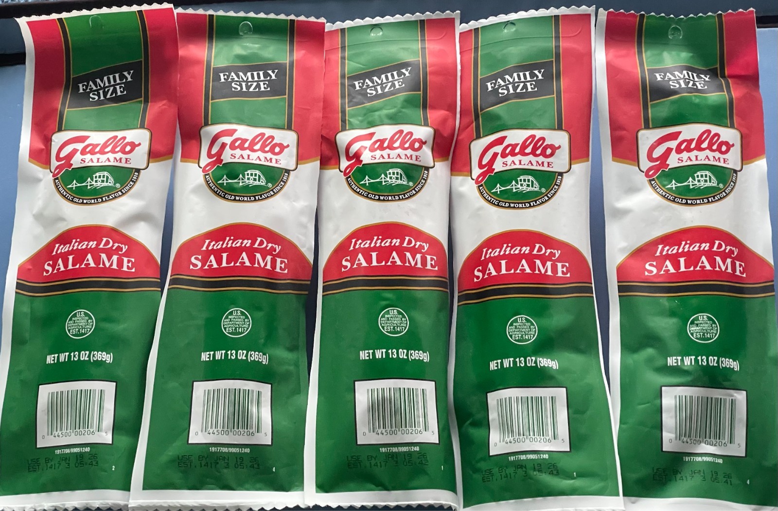 5-PACK GALLO ITALIAN DRY SALAME Family Size Salami 13 oz x 5 FRESHEST 6/30/2026