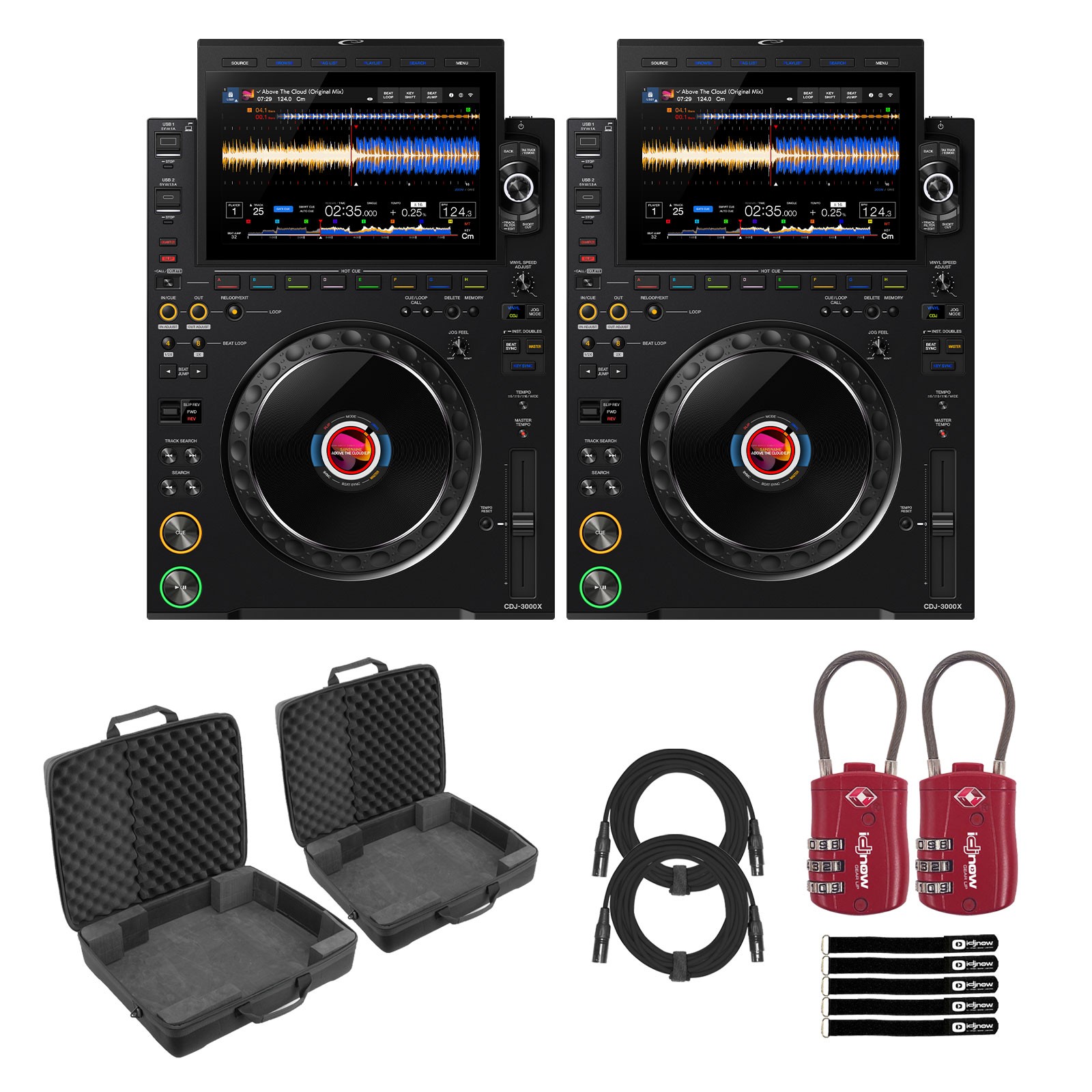 AlphaTheta CDJ-3000X Flagship DJ Media Players Controllers Pair w Soft Cases