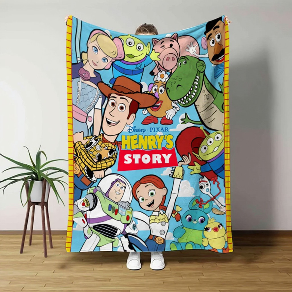 Personalized Toy Cowboy Flannel Blanket – Custom Name Kids Gift Throw