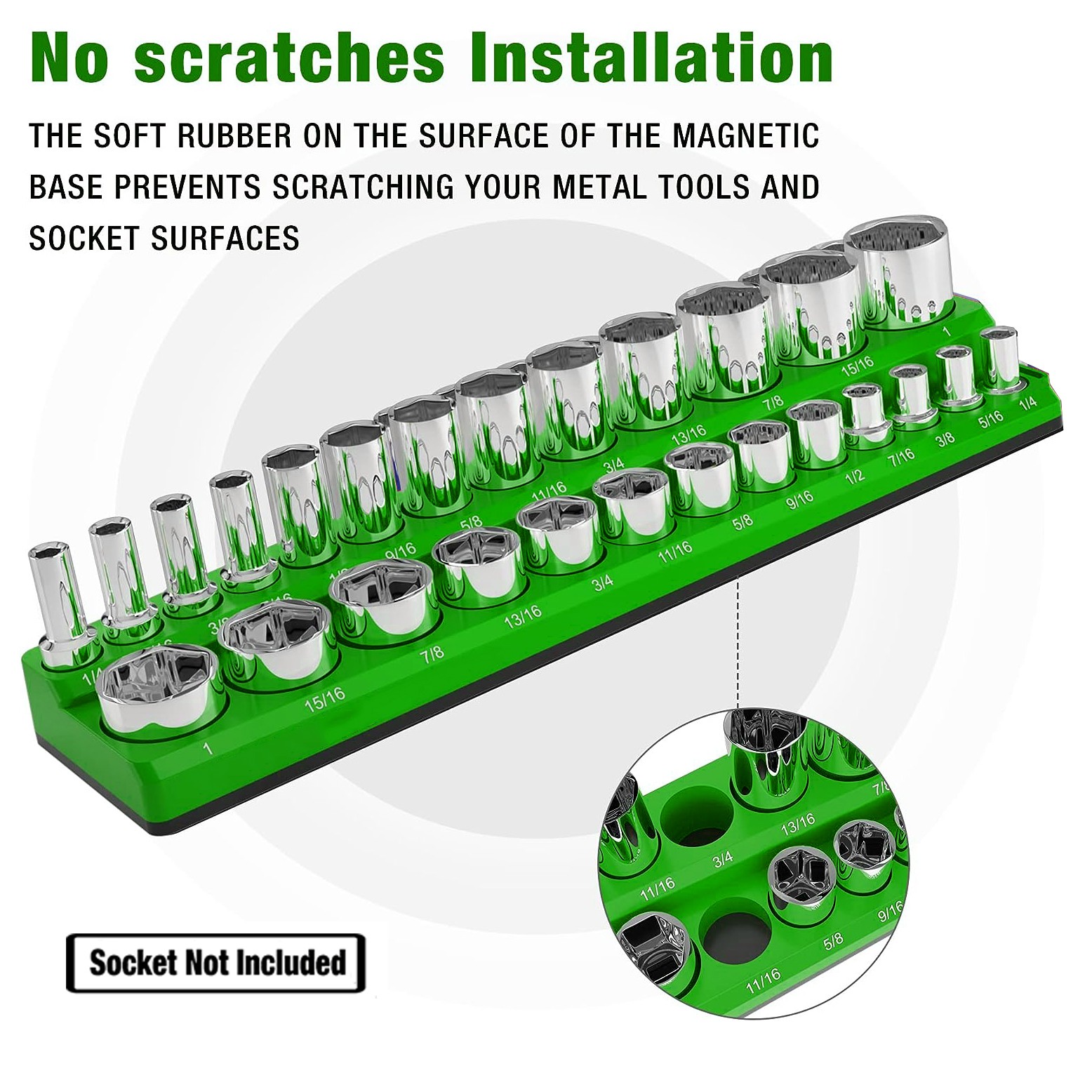 3PCS Magnetic Socket Organizer Socket Green 1/4 3/8 1/2" Drive Socket Holder