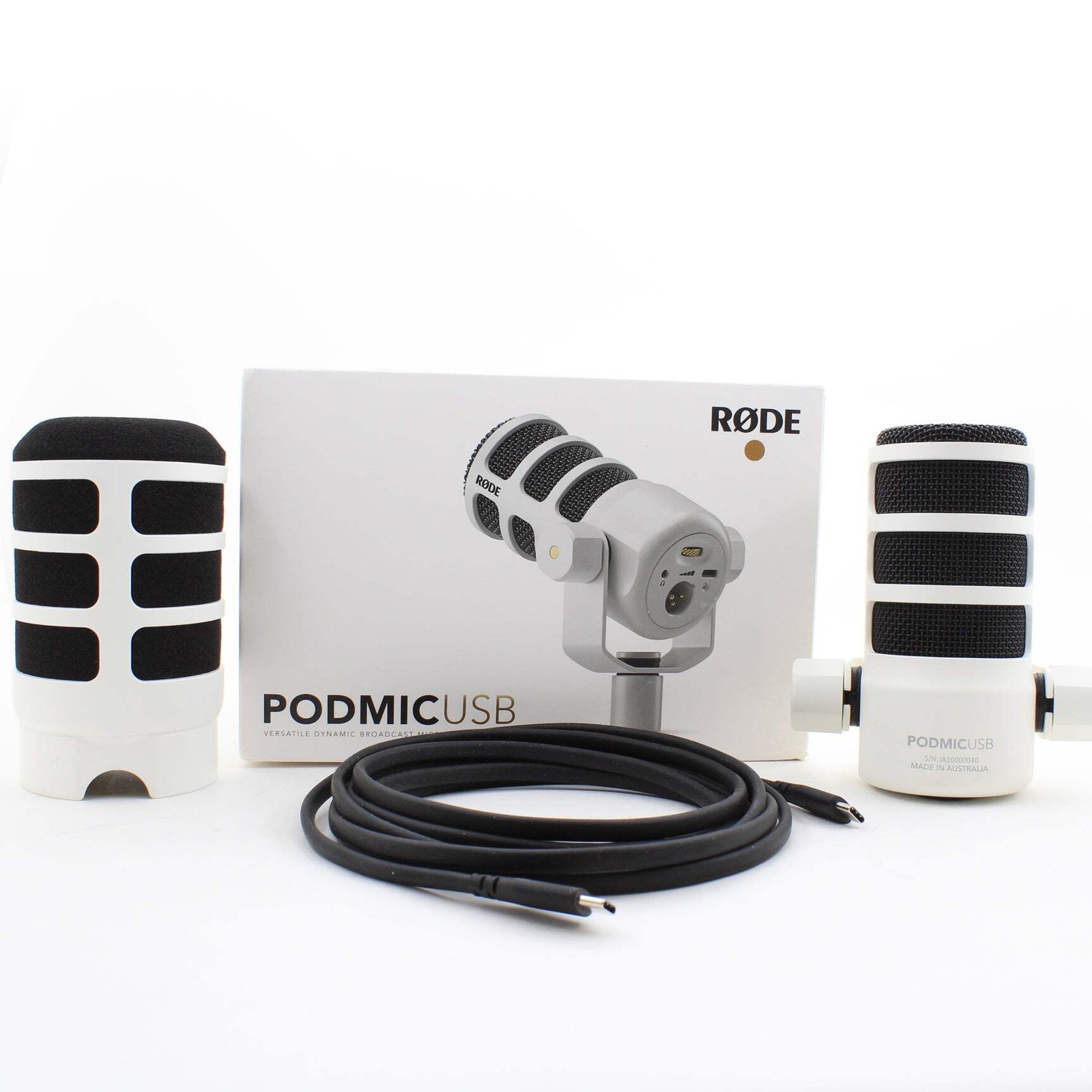 * OPEN BOX GOOD * RODE PodMic USB and XLR Dynamic Broadcast Microphone (White)