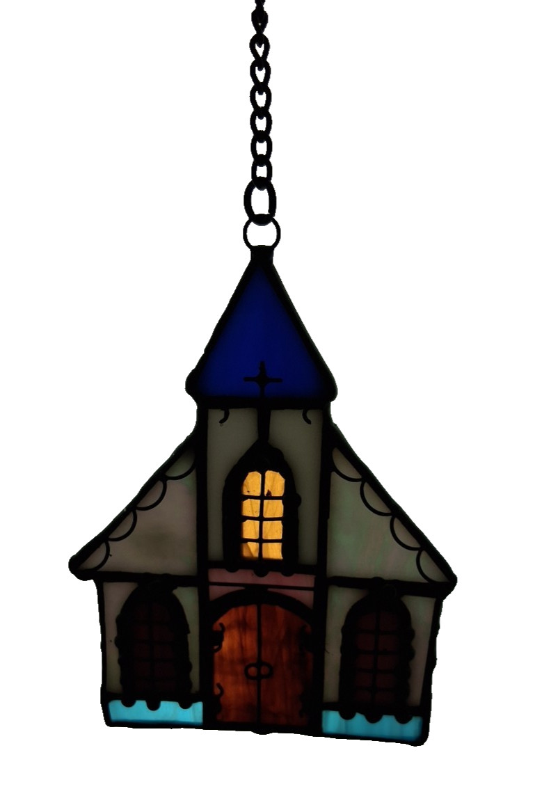 2000-AVON STAINED GLASS CHURCH SUNCATCHER
