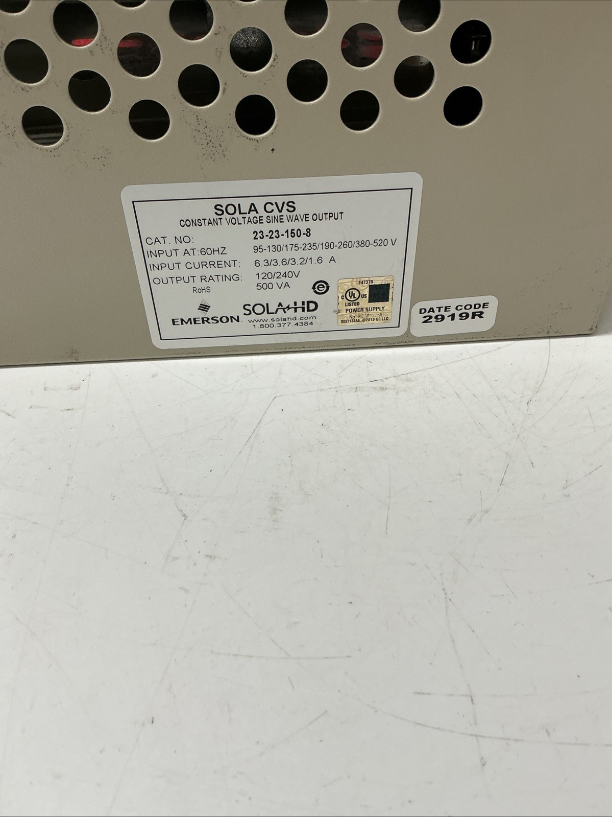 Emerson Sola CVS 23-23-150-8 Constant Voltage Regulator Transformer. AB-378s