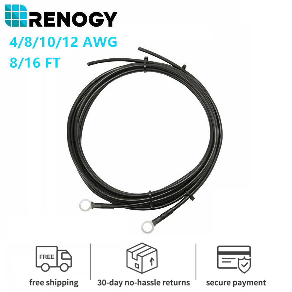 Renogy 4/8/10/12 AWG Battery to Charge Controller Solar Tray Cables 8/16 FT