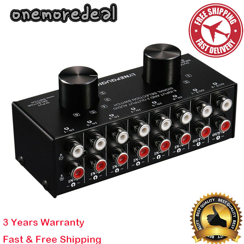 RCA Audio Selector Audio Input Signal Selector Switch For 6IN 2OUT 2IN 6OUT RCA