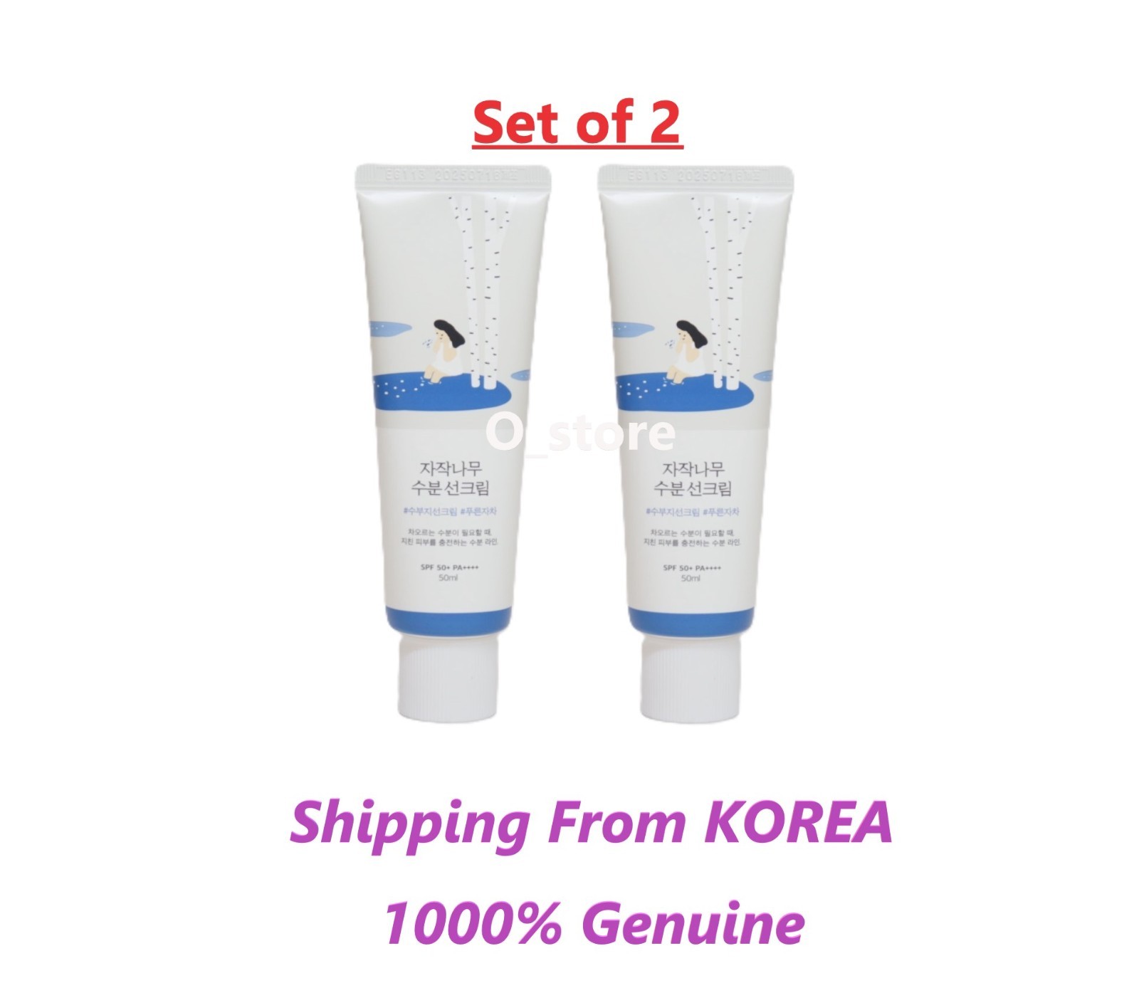 ROUND LAB Birch Juice Moisturizing Sunscreen SPF50+ PA++++ 50ml x 2