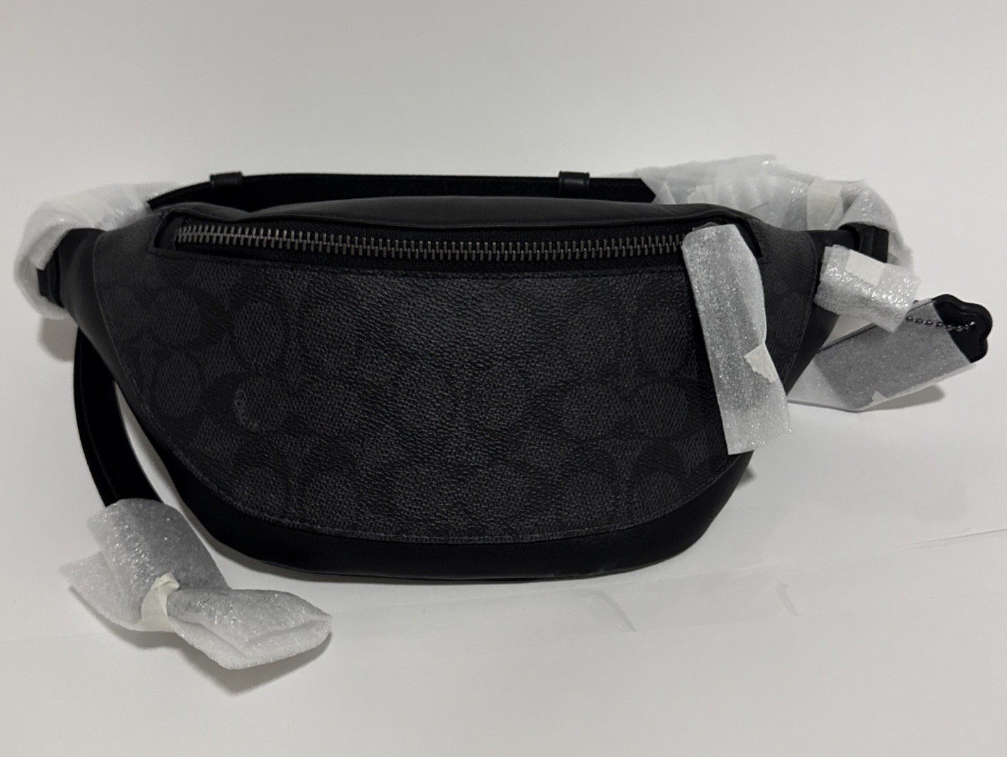 NWT Coach CV926 Warren Belt Bag In Signature Canvas Walnut/Black
