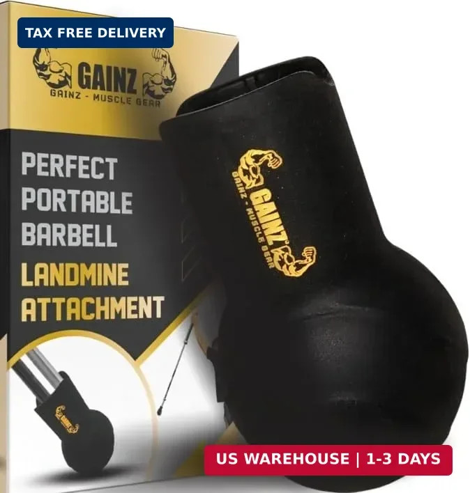 Gainz Landmine Row Barbell Attachment - T Bar/V Bar, 360° Swivel Rotation, Fits
