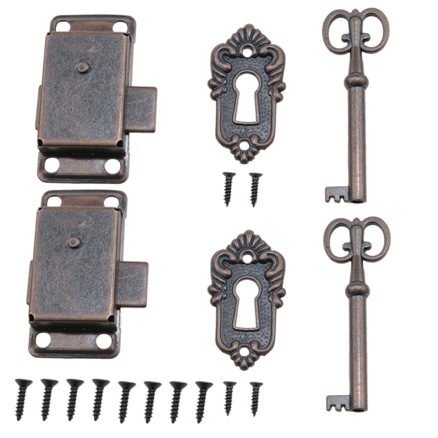Meuey Lyot 2 Pack Antique Cabinet Lock with Key for Drawers and Desks
