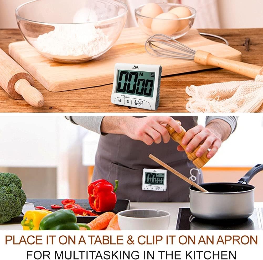 2-Pack Large Display Kitchen Timer - 3" Digital Timer Magnetic Back Loud Alar...