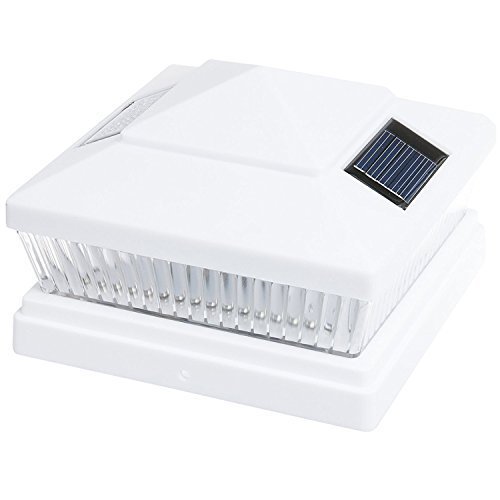 1-Pk White Solar LED Cap Light For 4"x4"/5"x5"/6"x6" Wood/PVC/Vinyl Fence Post