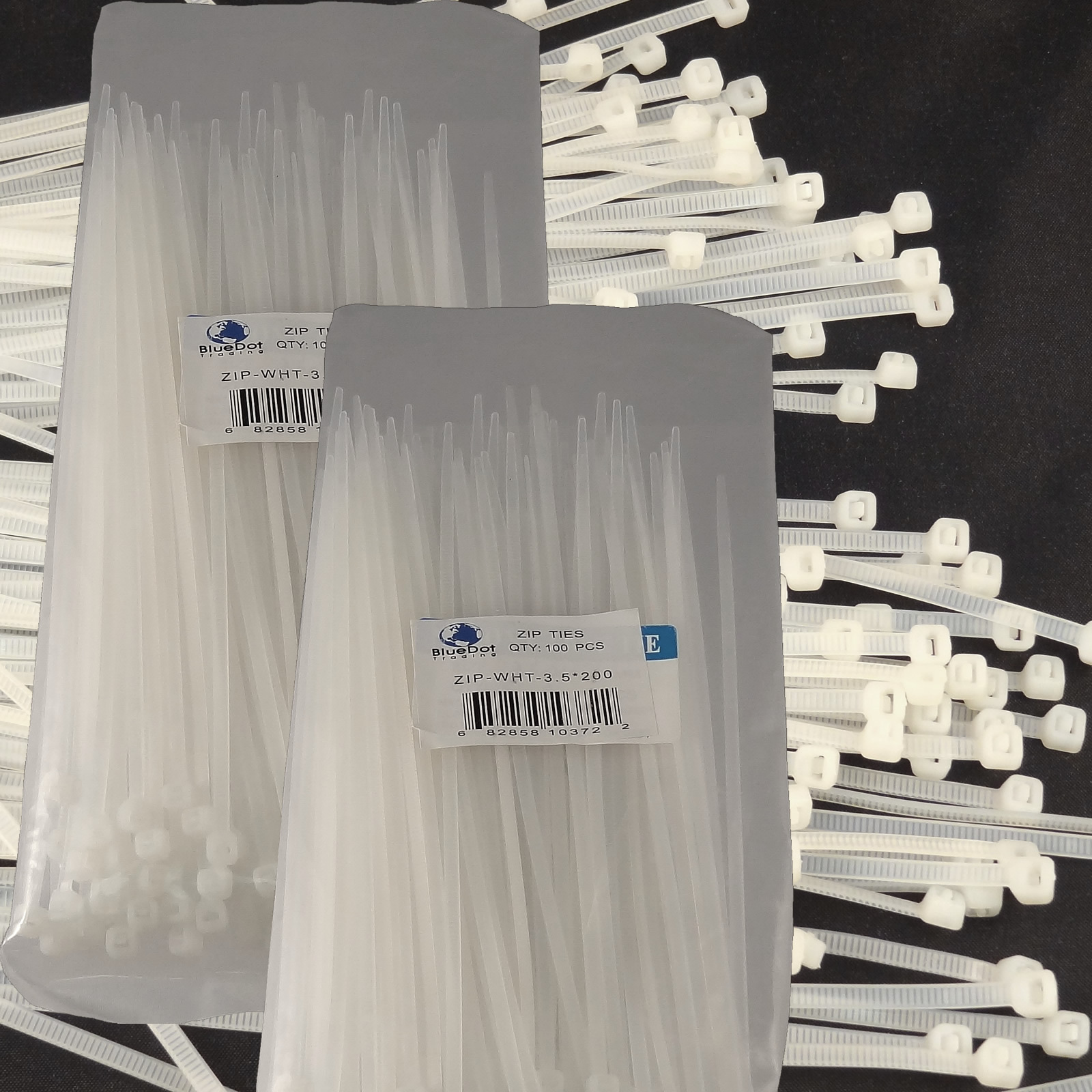 200 PCS WHITE 8" inch Network Cable Cord Wire Tie Strap 40 Lb Zip Nylon USA