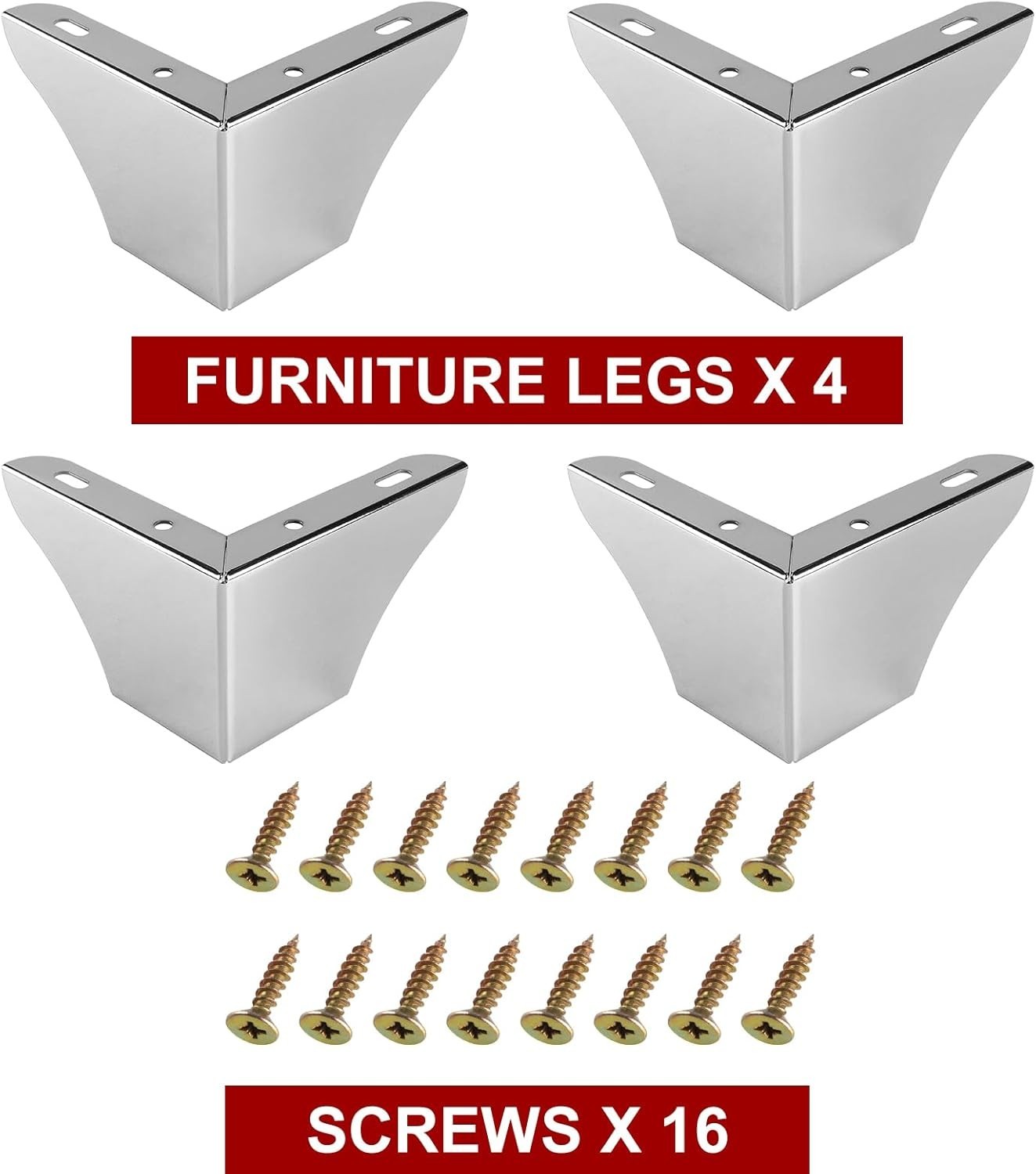 4 Pack 3 Inch Metal Furniture Legs, Heavy Duty Minimalist DIY Sofa Feet Silver