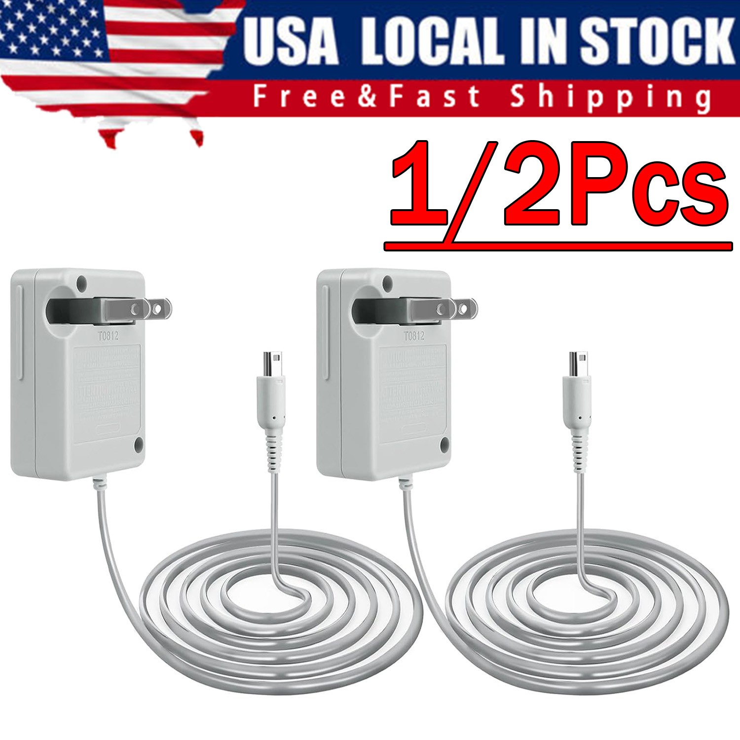 1/2 AC Adapter Home Wall Charger Cable for Nintendo DSi/ 2DS/ 3DS/ DSi XL System