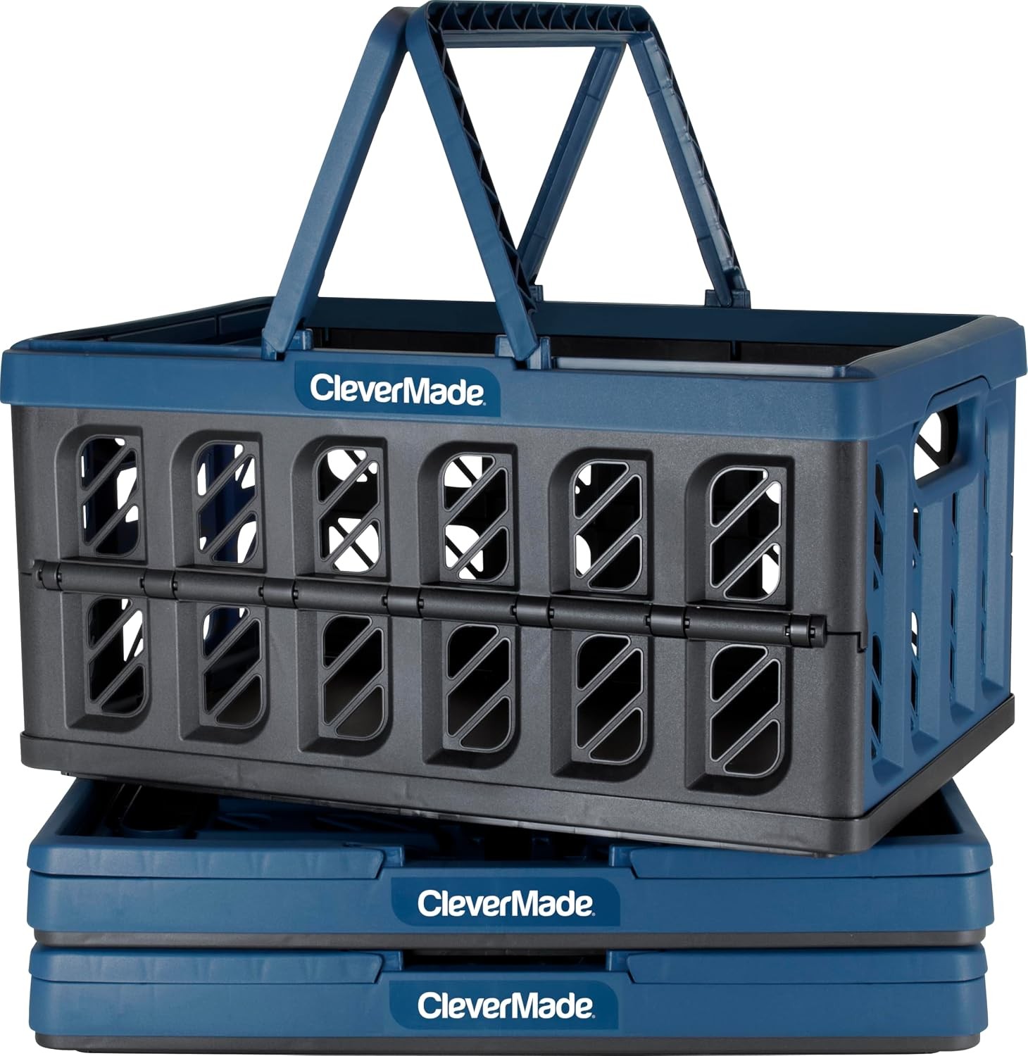 Collapsible Shopping Basket with Handles, 24L, Ocean, 3PK