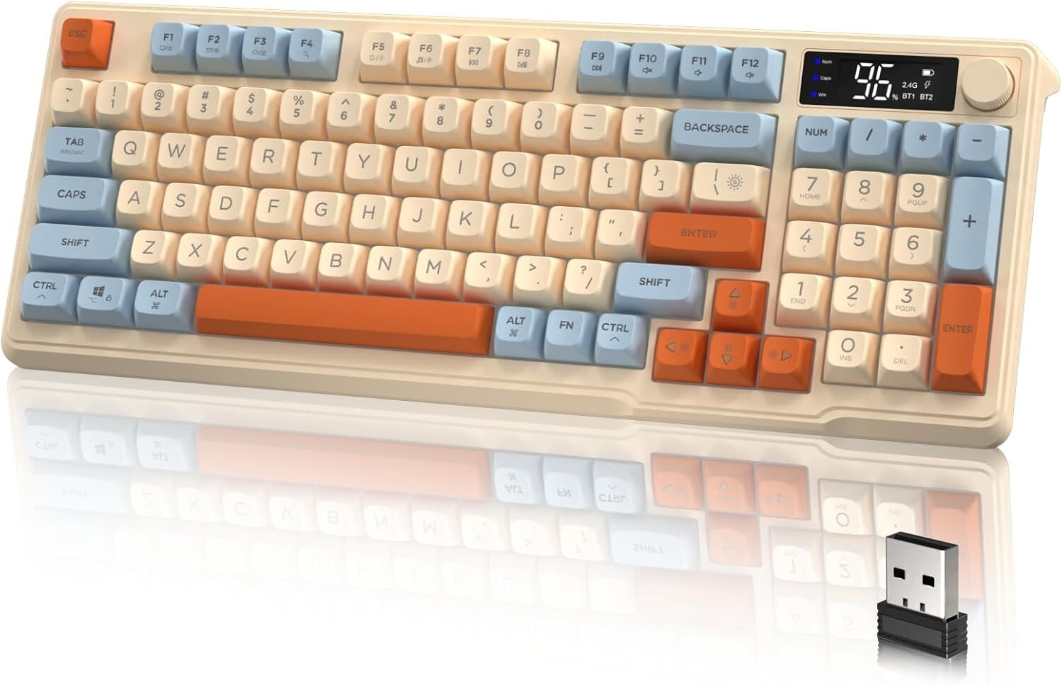 PBT Wireless Membrane Gaming Keyboard Scient Keys with Knob Rainbow Backlit