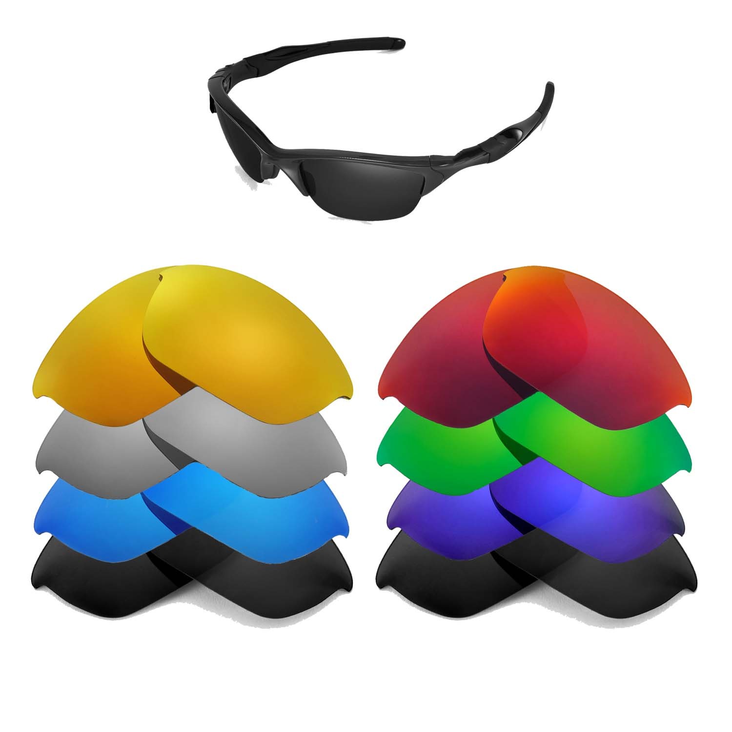 Walleva Replacement Lens for Oakley Half Jacket 2.0 OO9144 Series -Multi Options