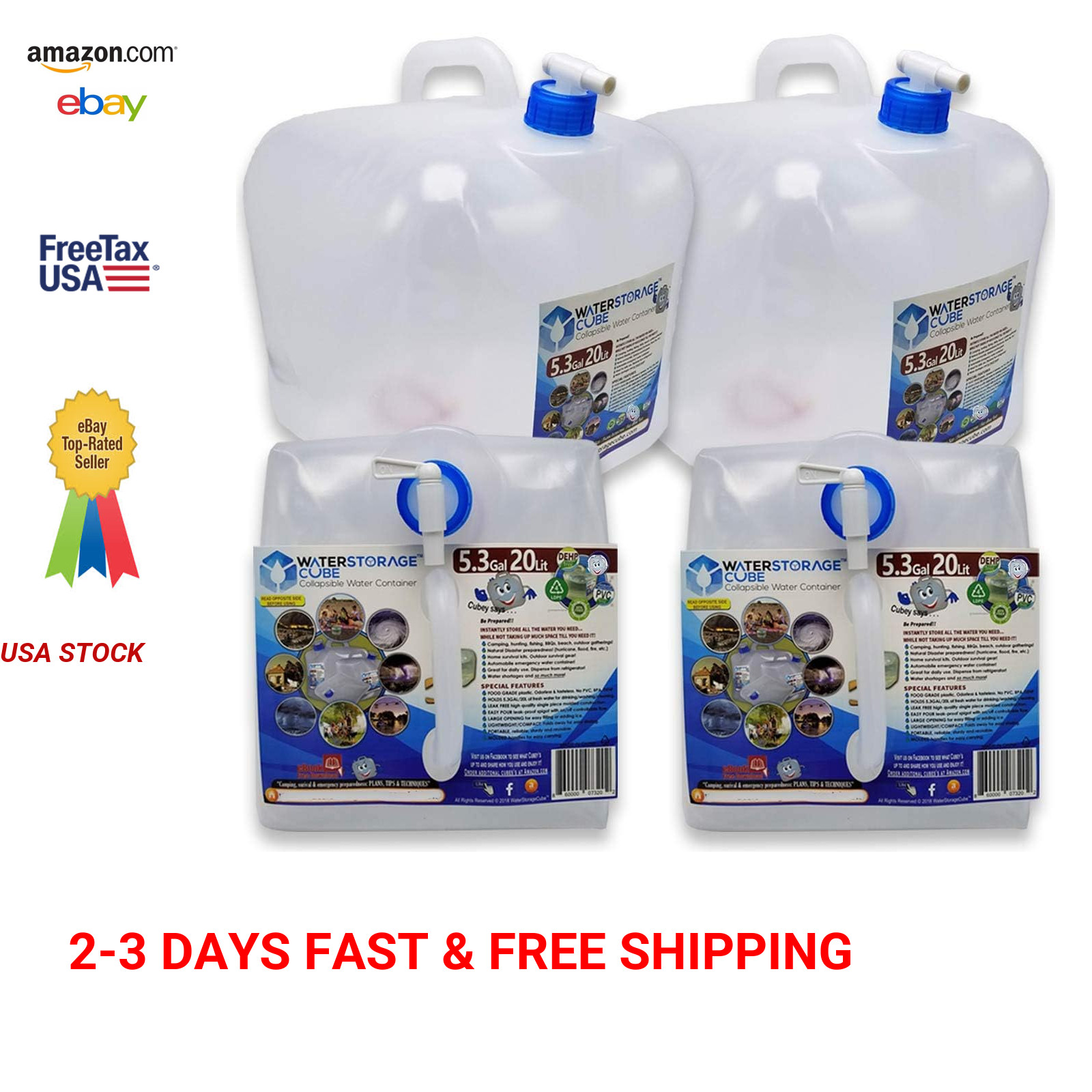 Collapsible Water Container with Spigot BPA Free Food Grade Travel Outdoor