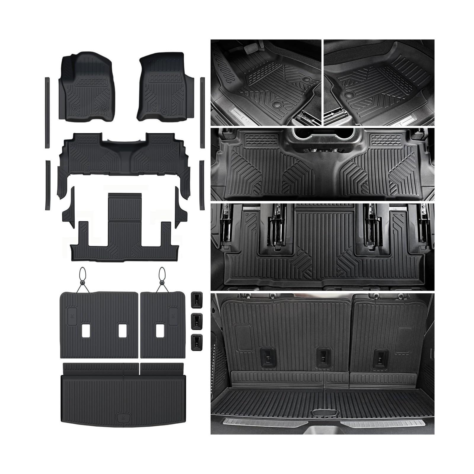 Floor Mats Set for 2021-2025 2026 Chevrolet Chevy Tahoe/GMC Yukon 7 Seat Buck...