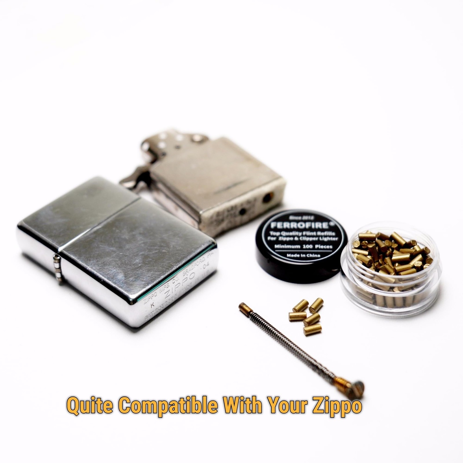 100-Pack Premium Replacement Flints Compatible with Zippo Clipper Lighters |