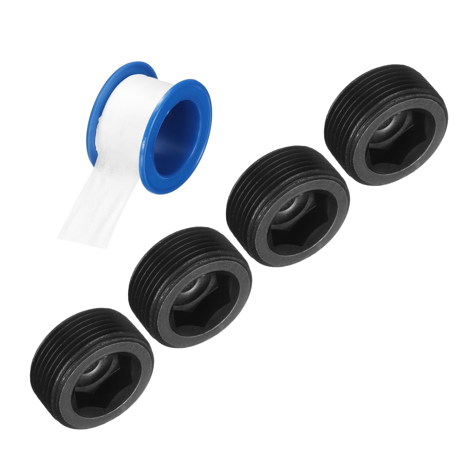 4Pcs M27x1.5x12 Carbon Steel Male Thread Internal Hex Pipe Plug Fitting Socket