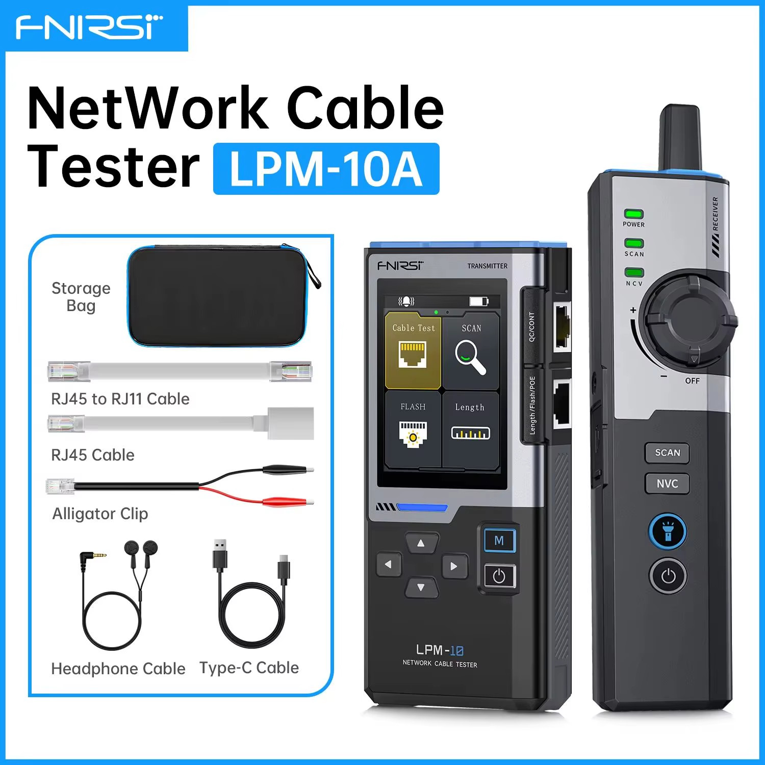FNIRSI LPM-10A Intelligent Cable Finder RJ45/RJ11 Line Tester LAN Cable Tester P