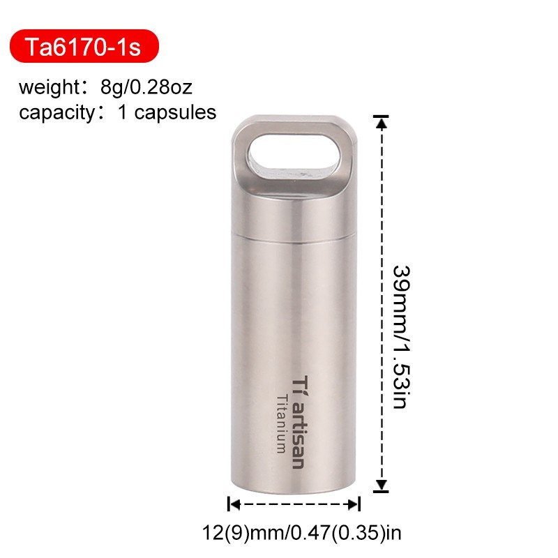 Titanium Alloy Waterproof Container Pill Box Travel Survival EDC Tool Keychain