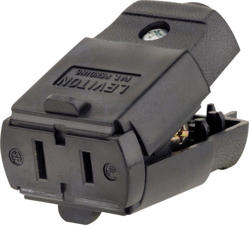 Leviton 00102-0EP 15A 125V 2-Pole Black Residential Grade Connector (10 PACK)