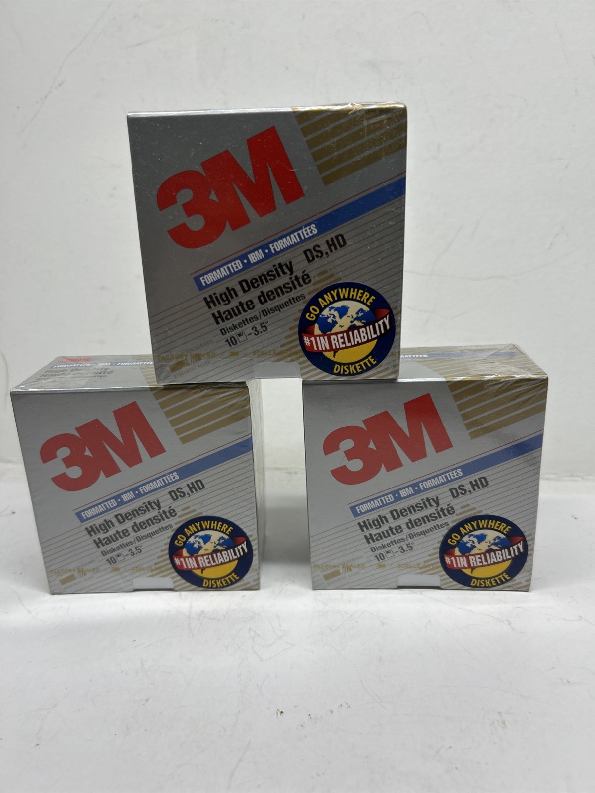 3M IBM Formatted 1.44 MB DS,HD High Density 3.5" Pack of 10 Diskettes Lot Of 3