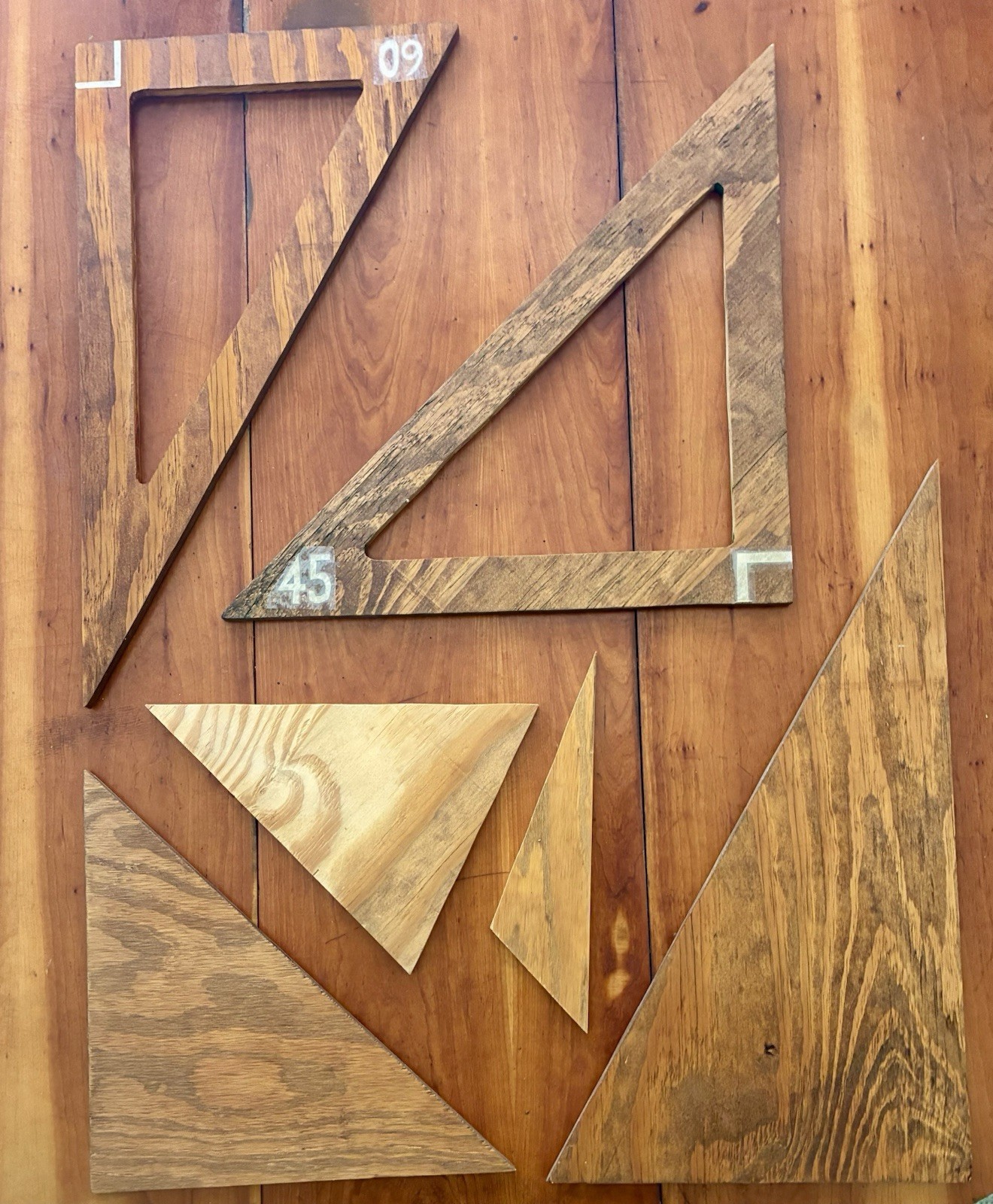 Large Handcrafted Wooden Geometry Teaching Set 8 Pc High School Classroom Aids