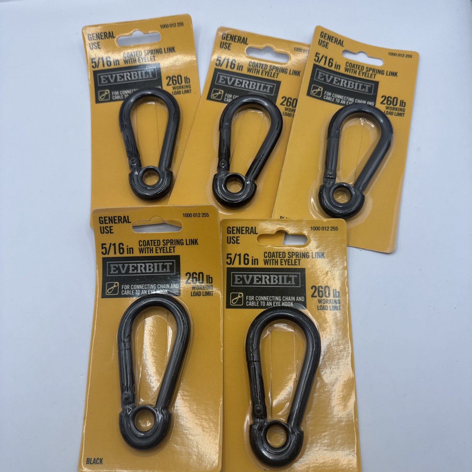 5 Everbilt 1/4" inch Coated Spring Link with Eyelet Black 260 lb #1000012255  B