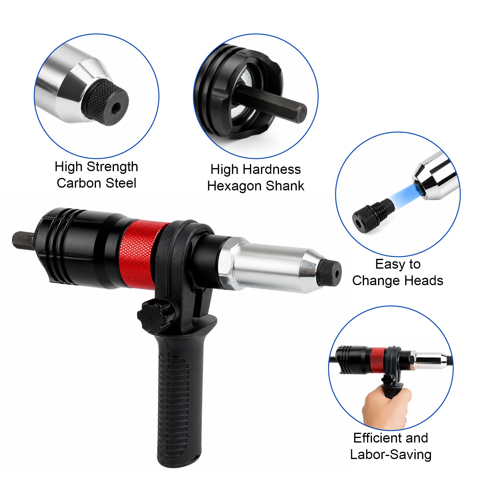 Electric Rivet Nut Gun Adapter for Cordless Drill Riveting Riveter Insert Tool