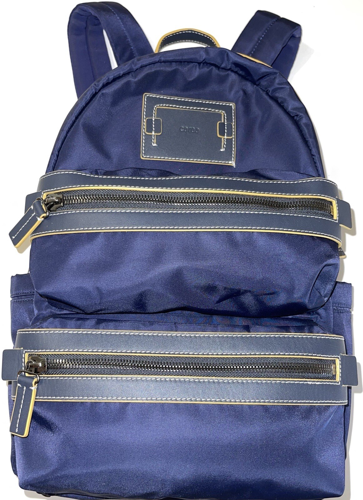 CARAA Apartment Blue Nylon Medium Backpack Zippers Padded Adjustable Straps
