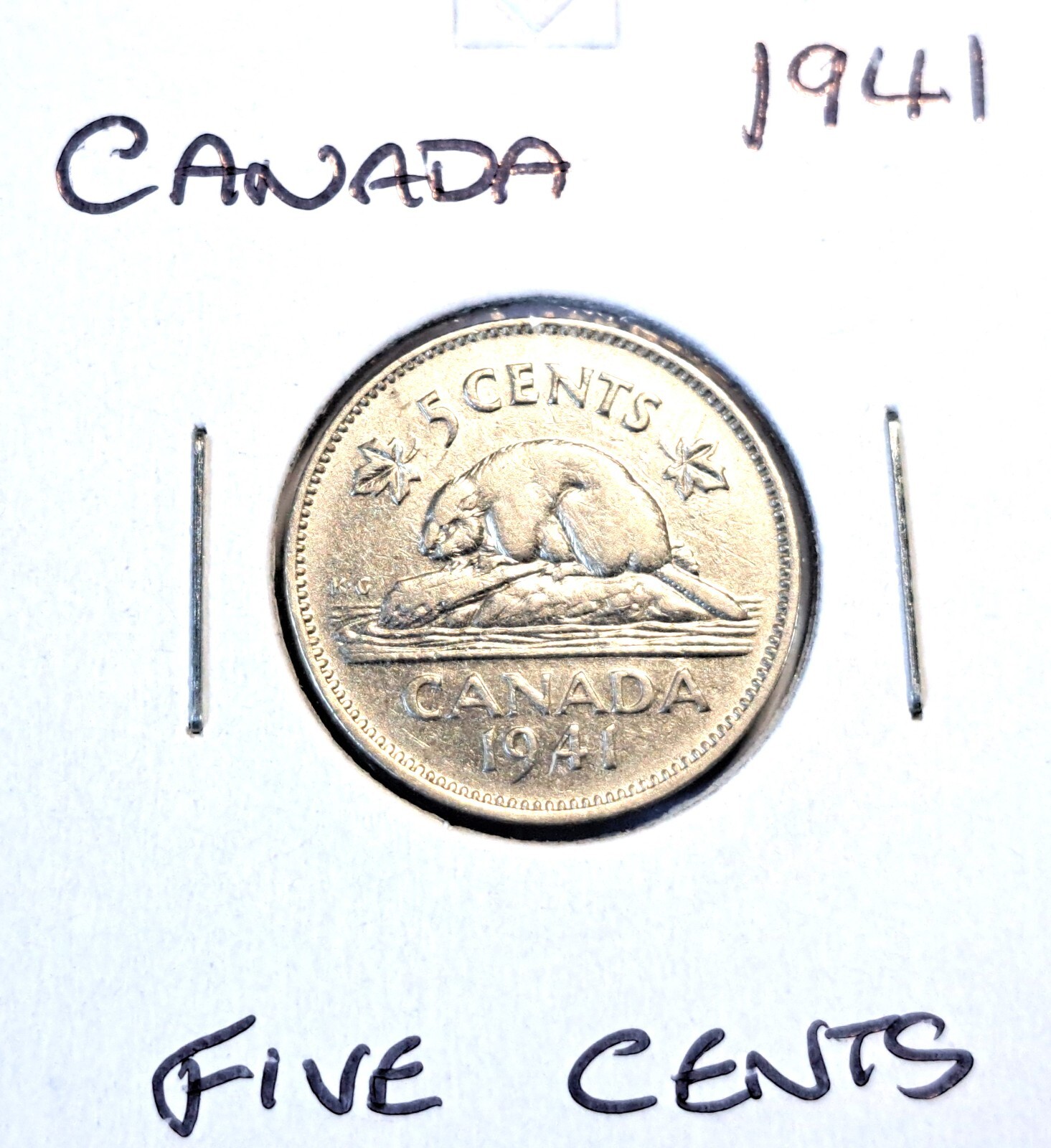 @@@ DATE FILLER  1941 BANK OF CANADA BEAVER FIVE CENTS  ,,@@@