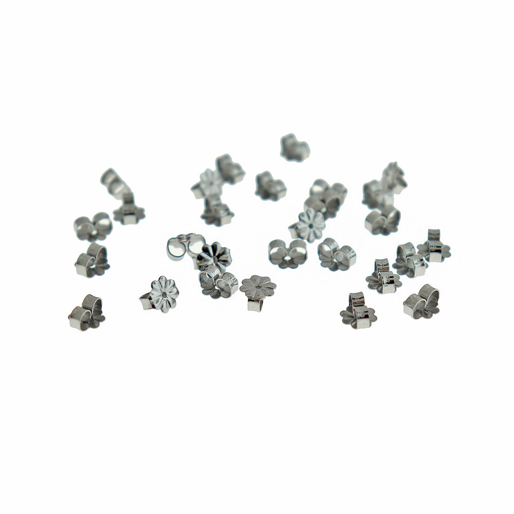 Stainless Steel Earrings Backs - 6.5mm x 6mm - 20 Pieces - FD1075