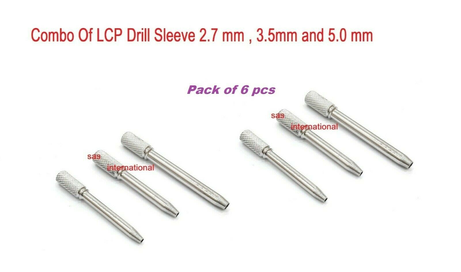 Locking LCP Drill Sleeve AO Type 2.7mm, 3.5mm and 5 mm Pack of 6 pcs