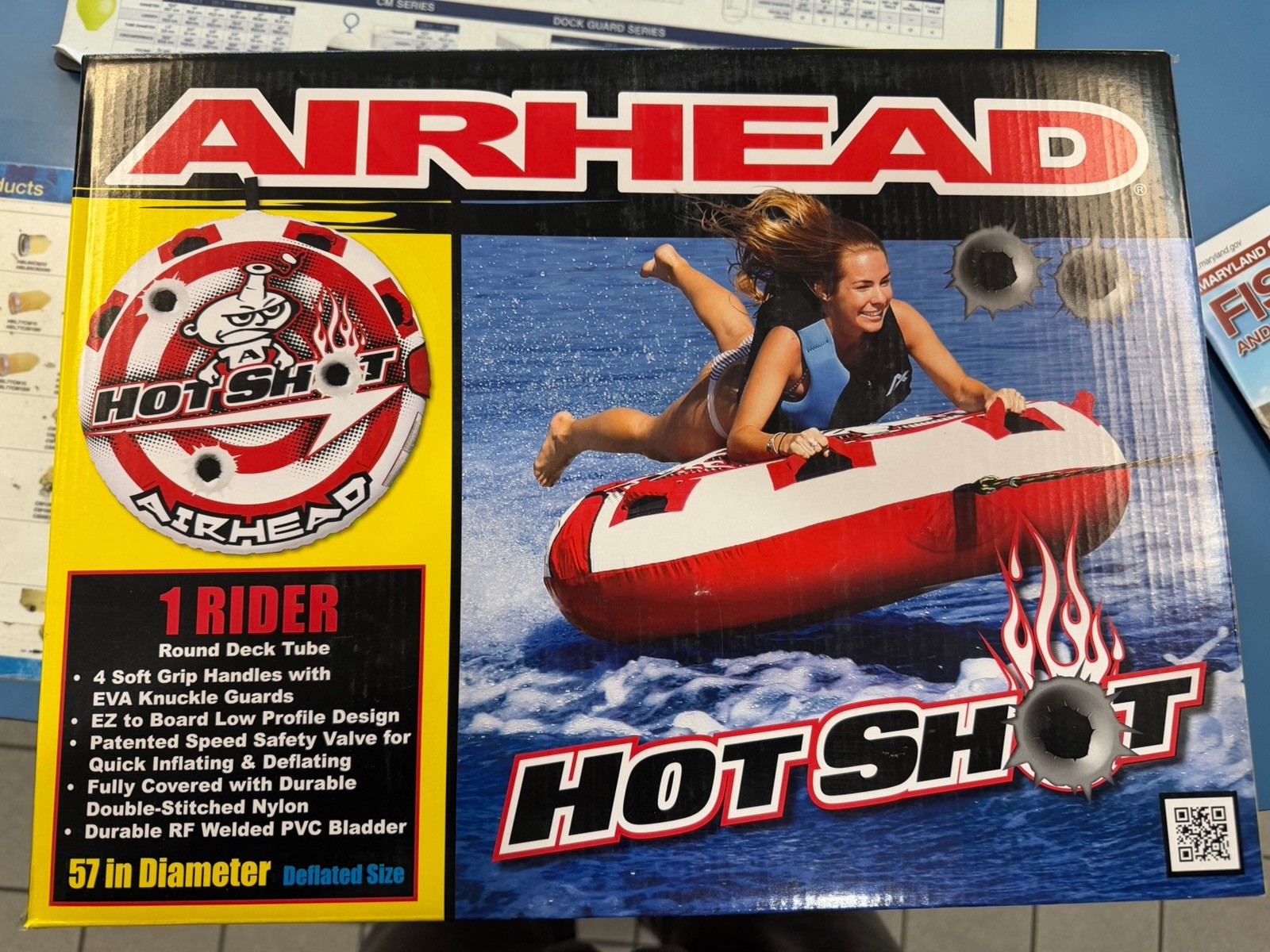 Airhead Hot Shot Towable 1 Rider Tube for Boating Water Sport Double-Stitched