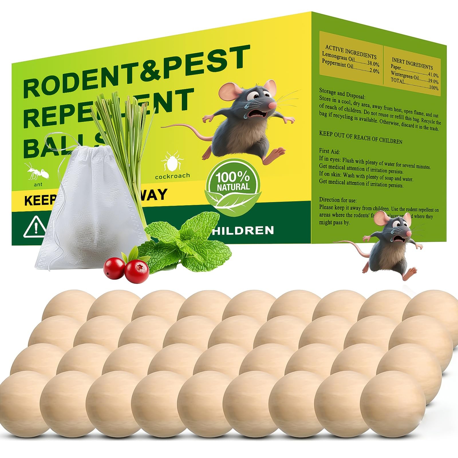 36 Pack Peppermint Rodent Repellent  Portable Mouse Repellent for Indoor & Ou...