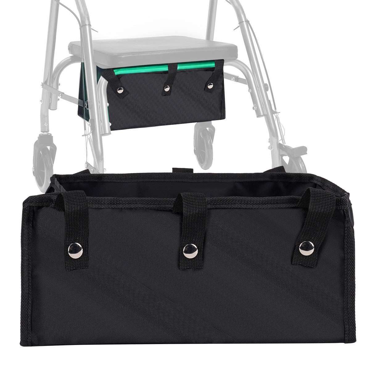 Black Basket Under Seat Rollator Storage Bag Tote for Walker 4 Wheel Rollator US