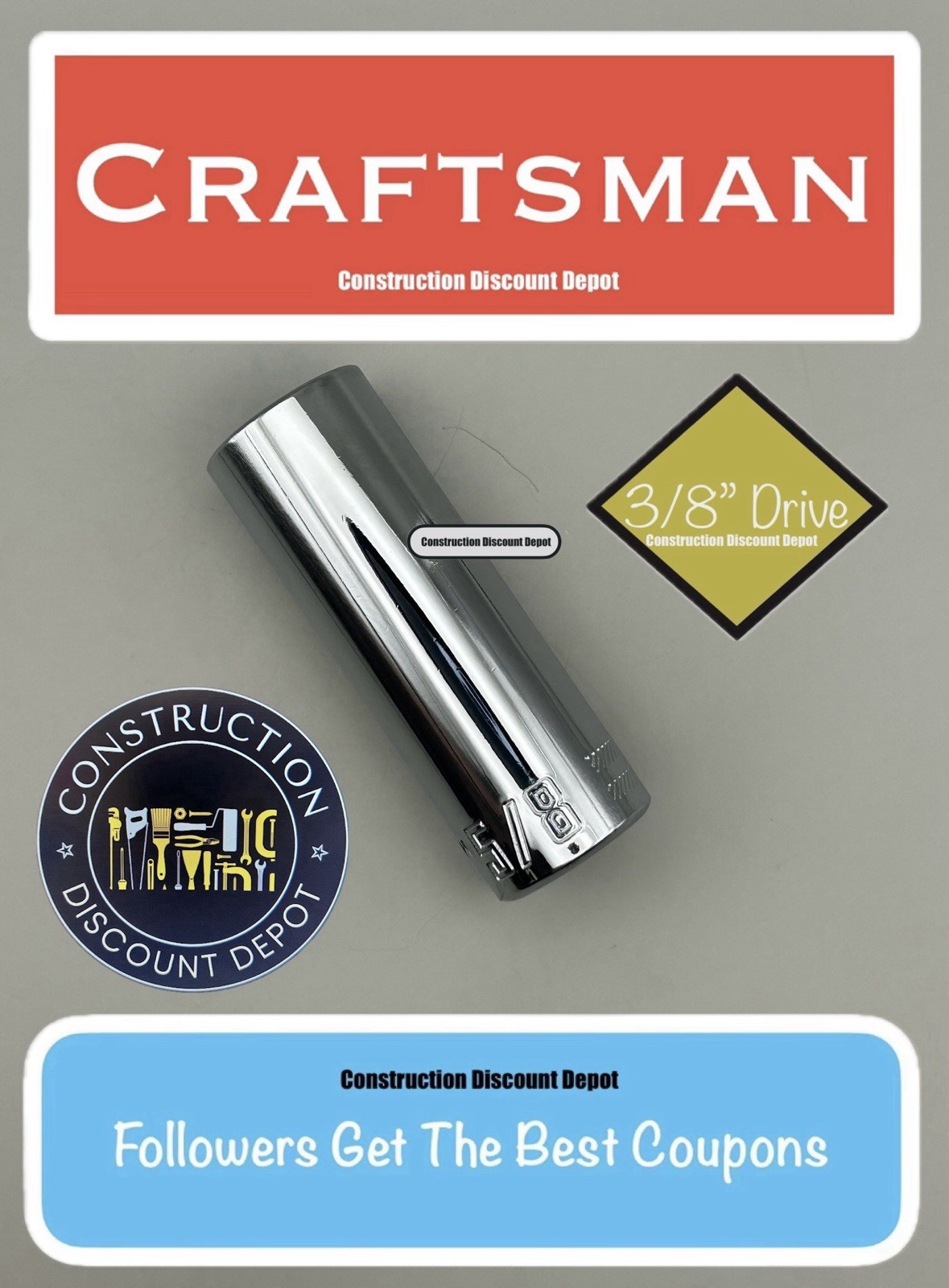 Craftsman 6 Point 3/8" Drive Chrome Deep 5/8" In. Socket CMMT43335