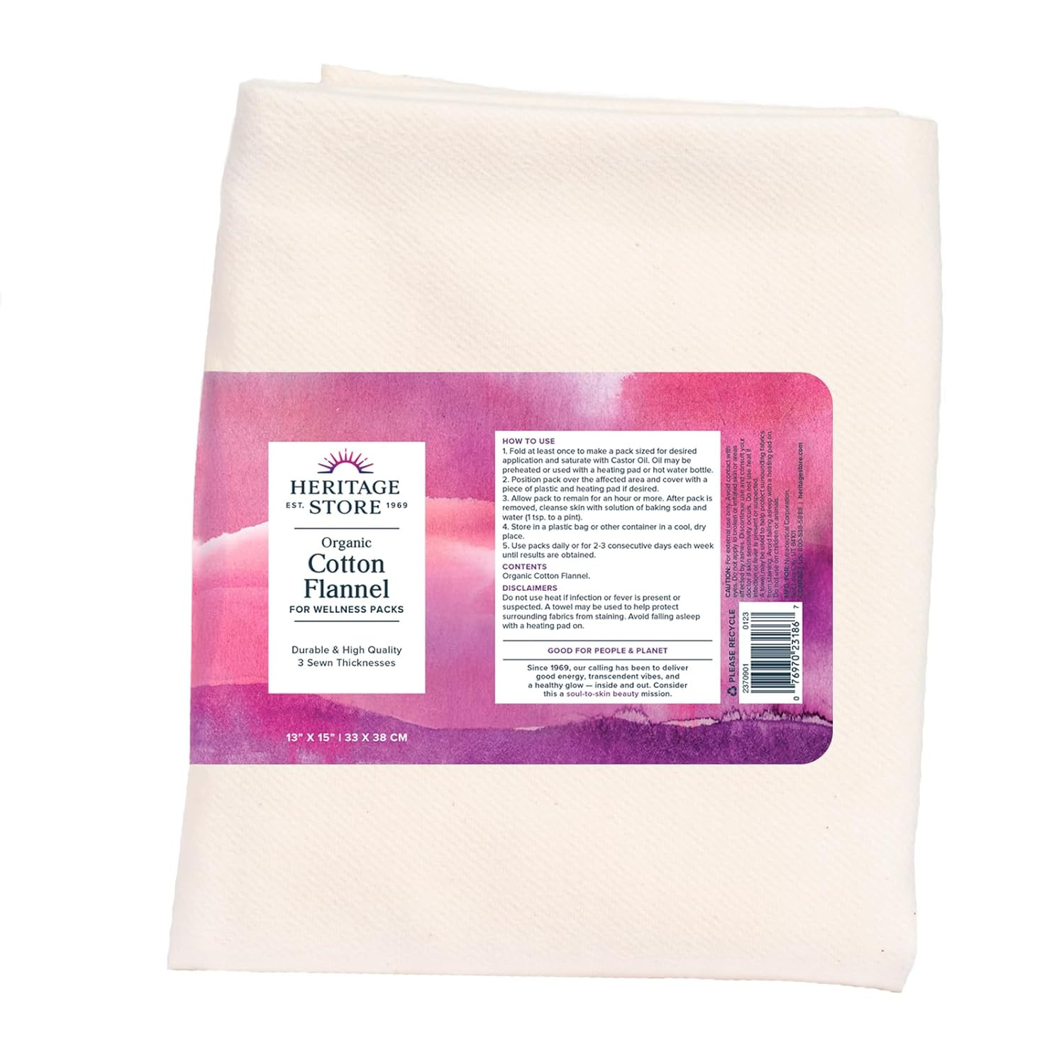 Organic Cotton Flannel - Castor Oil Pack Wrap - Reusable Organic Cotton Flannel
