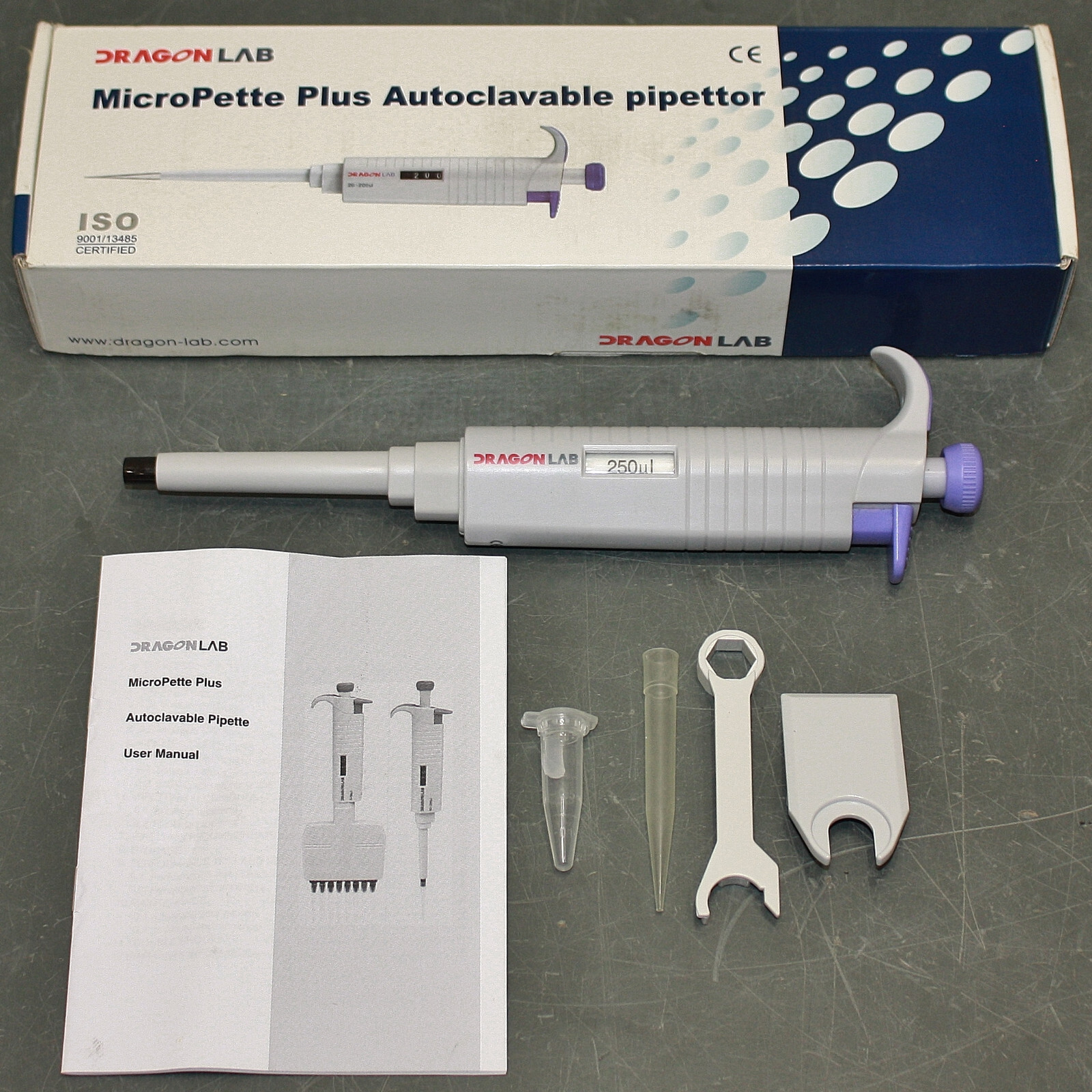 DLAB MicroPette Plus Pipettor 21R838, Single Channel, Fixed Volume 250uL