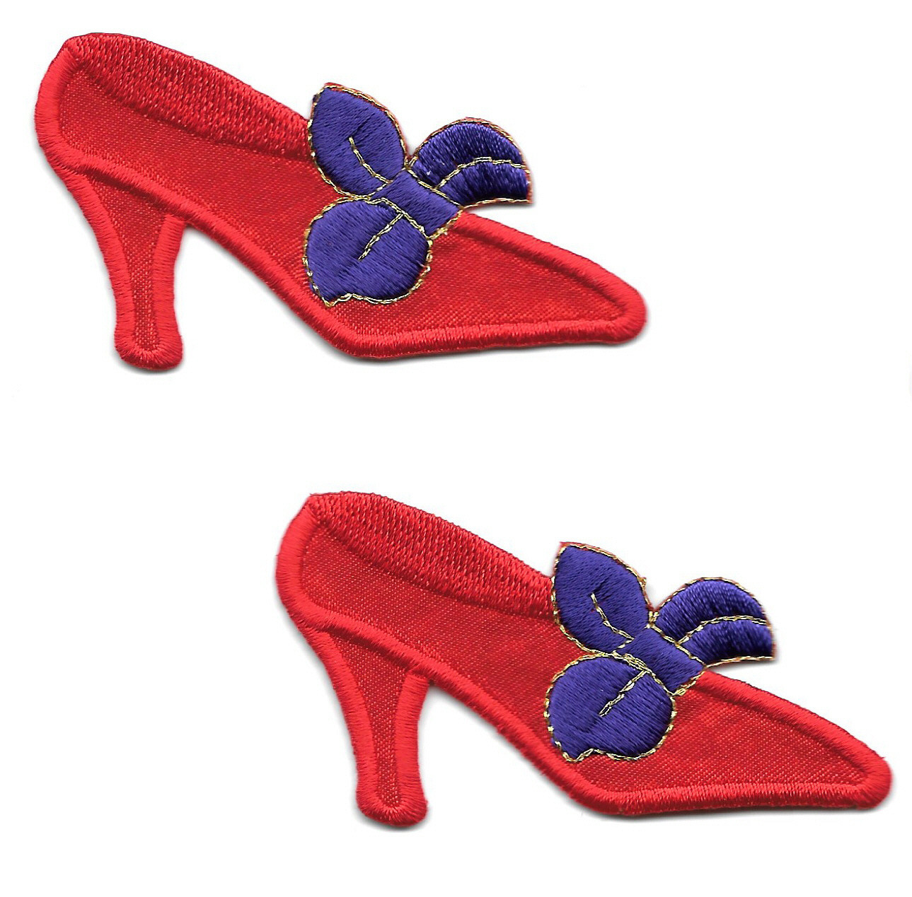 Red Hat Fashion - Shoe - Shoes - Red & Purple - Iron On Applique Patches - Pair