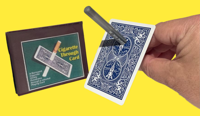 PEN CIGARETTE THROUGH CARD Close Up Bar Magic Trick Bicycle Playing Penetration