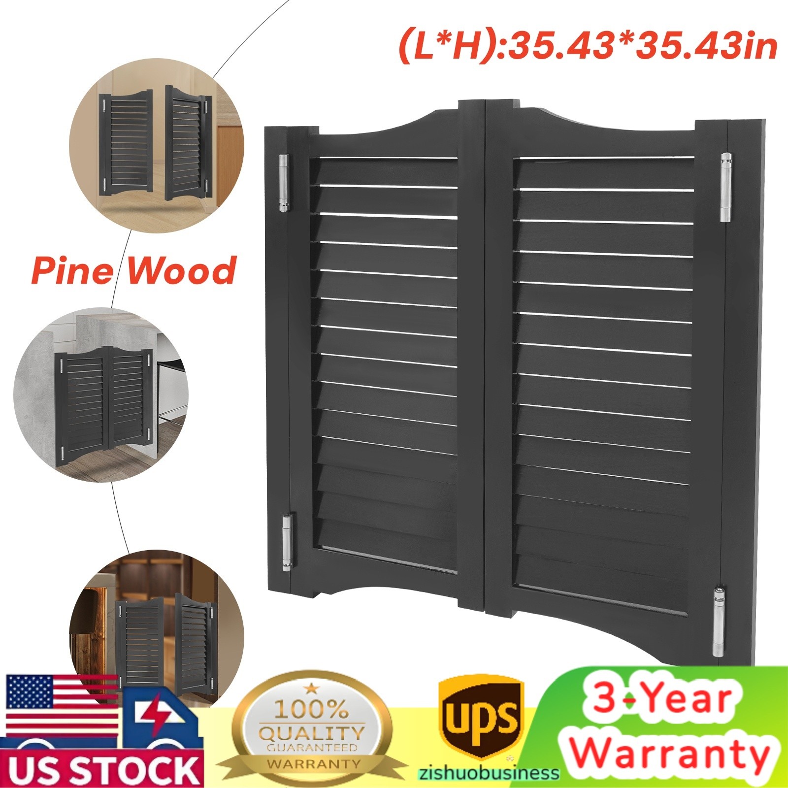2*Pine Wood Door Partition Door 35.43in H Entrance Partition 180° Partition Door
