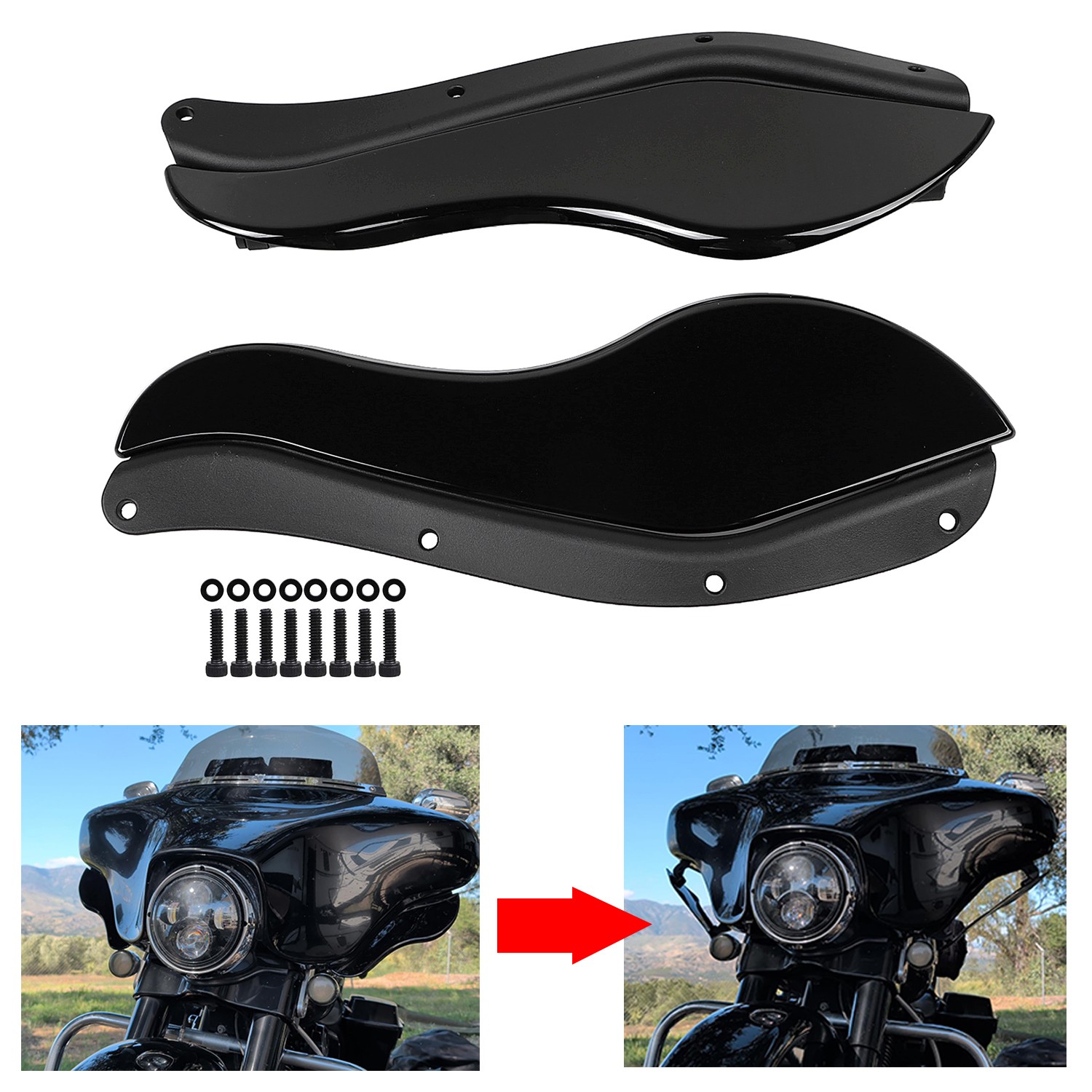 Front Fairing Side Wind Air Deflector For Harley Touring 2008-2013 Street Glide