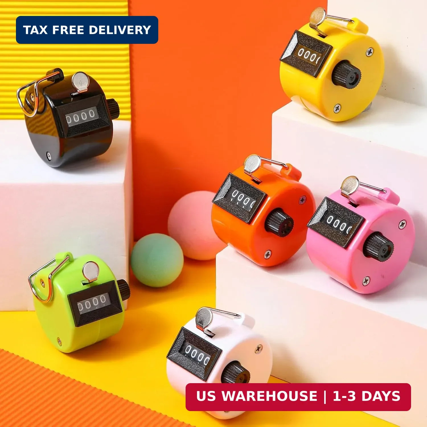 TOODOO 6 Pack Hand Tally Counter 4 Digit Mechanical Palm Clicker Plastic Hand He