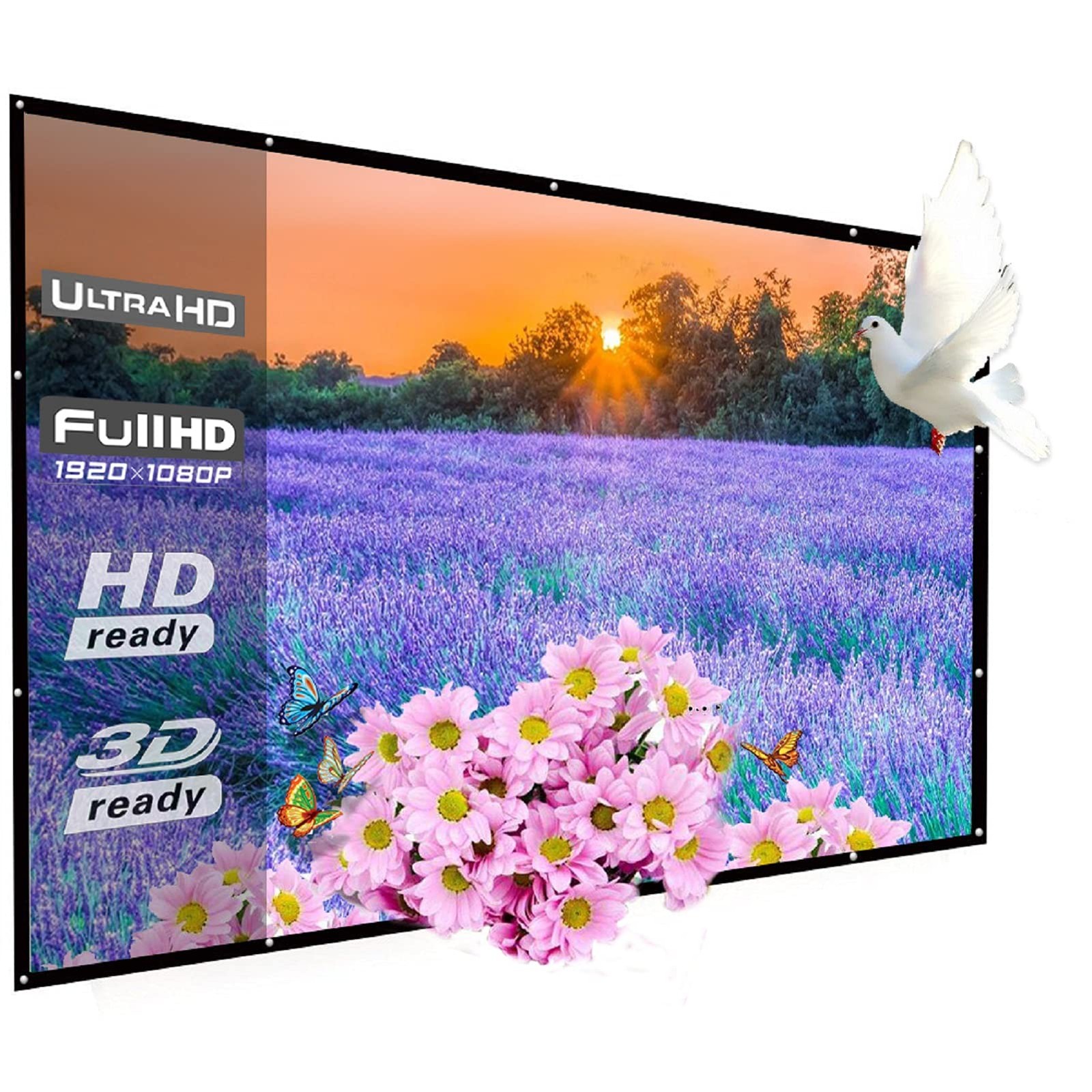 300 Inch Big Size Portable Outdoor Projector Screen, WRLSUN HD 16:9 Large Fol...