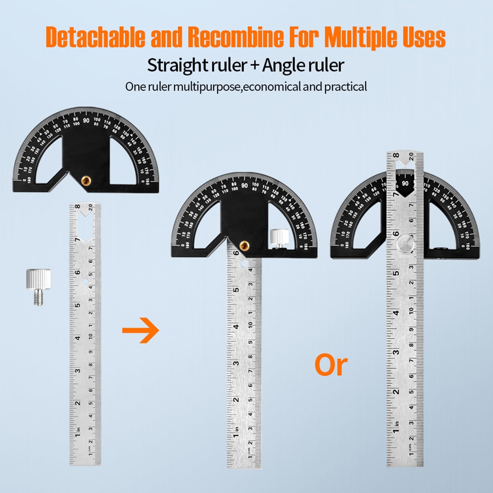 Protractor Angle Finder Stainless Steel Angle Ruler with 0-180 Degrees Adjust...